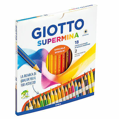 Astuccio 18 Pastelli Supermina Giotto + 2 Matite Grafite Hb E 2B - Foto 1 di 1