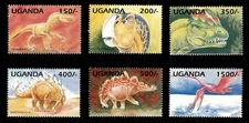 Uganda 1995 - DINOSAURS - Set of 6 Stamps - Scott #1319-24 - MNH