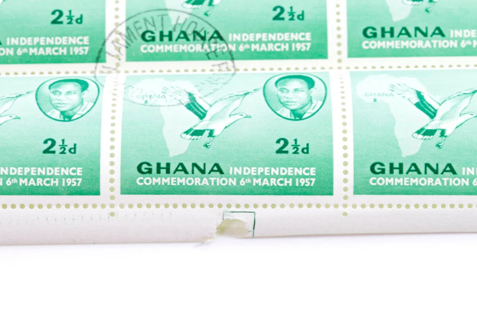 Hoja de estampillas de la independencia de Ghana, GH 2, 1957. 60 sellos Foto 4 de 4