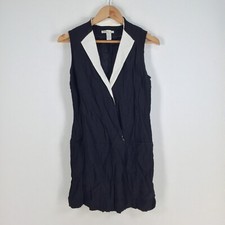 Mango womens tunic blouse top size XS black sleeveless Vneck viscose 057815