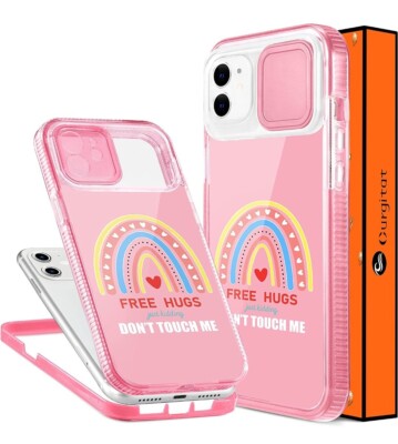 Gurgitat Funny Cute Case for iPhone Boho Rainbow Pink Heart Girls  Cases