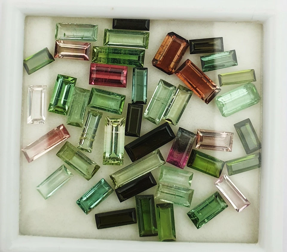 Lote de 20 piedras preciosas sueltas corte baguette de turmalina multi natural 2*4-4*8 mm 10 ct Foto 4 de 4