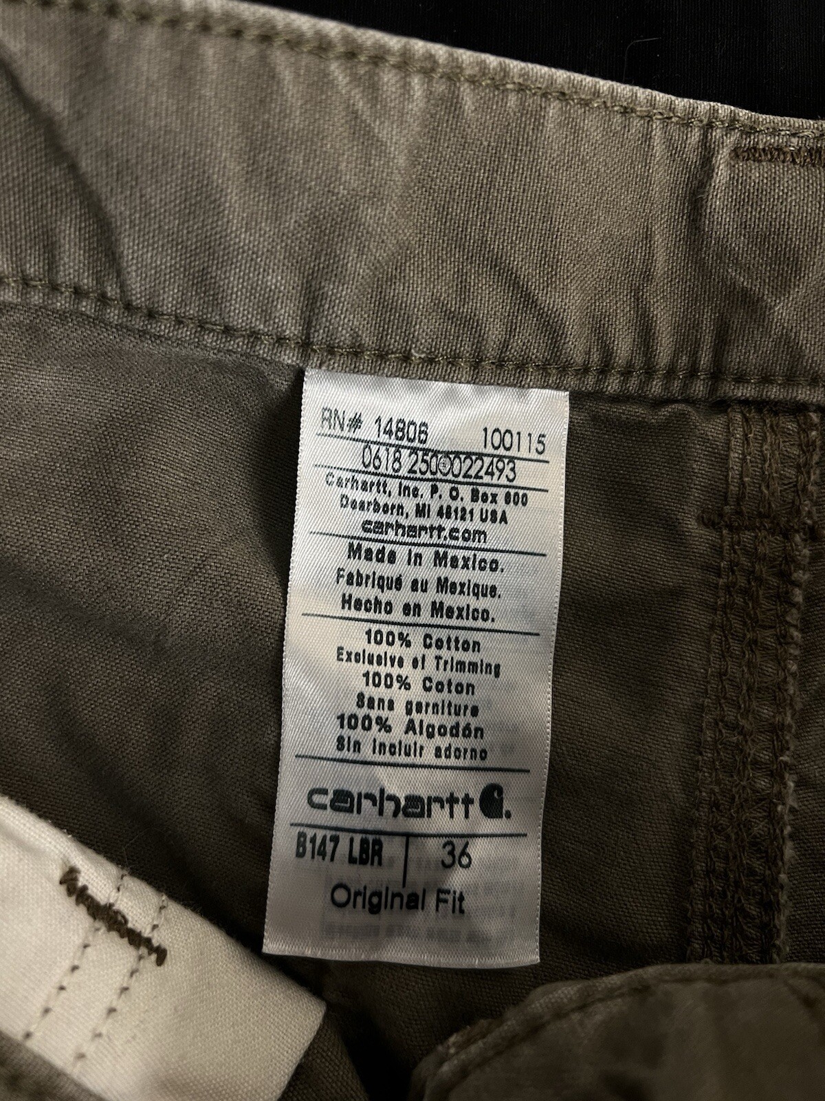 Carhartt Mens *34 B147 LBR Duck Canvas Carpenter Shorts Heavy Duty Light Brown