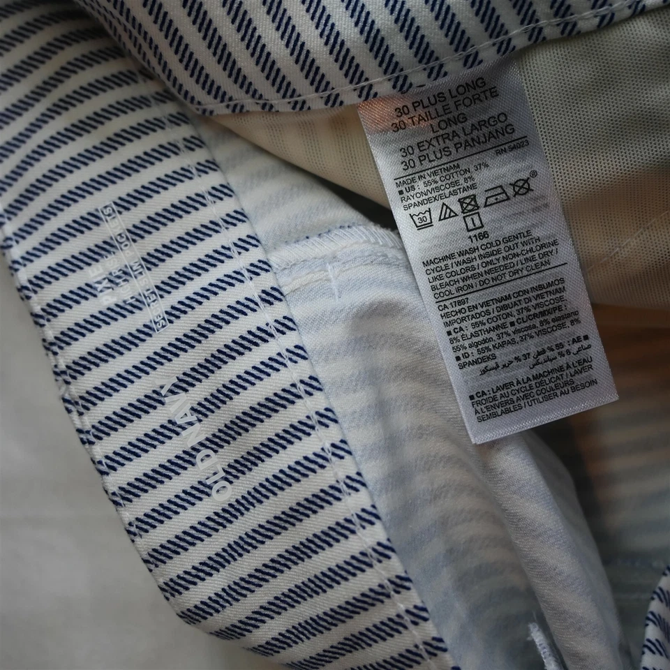 NEW Old Navy 30 Plus Long Blue White Stripe High Rise Pixie Ankle Pants - Image 2 of 3
