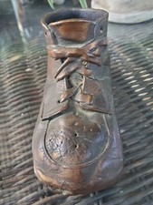 Antique Victorian Bronzed Metal Small Child's Shoe Bootie size D 18