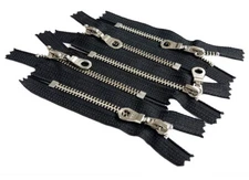 YKK#5 4" - 36" Nickel with Donut Pull (Auto-Lock) Metal Zipper Closed-End BLACK