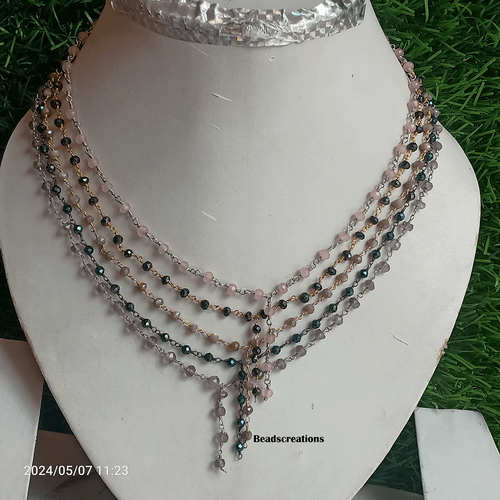 Chocolate Moonstone Rosary Beads Chain Necklace Gift for Her - Picture 4 of 6