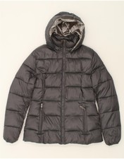 Ellesse Womens Hooded Padded Jacket Uk 16 Large Grey Polyester Ax03