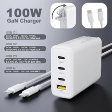 100W USB C GaN Charger 4-Port Compact Fast Charger For iPhone 16/Pro Galaxy S23