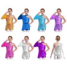 Kinder Mädchen Kleid Rüschen Strampler Latin Jumpsuit Fancy Trikot Einteiliger