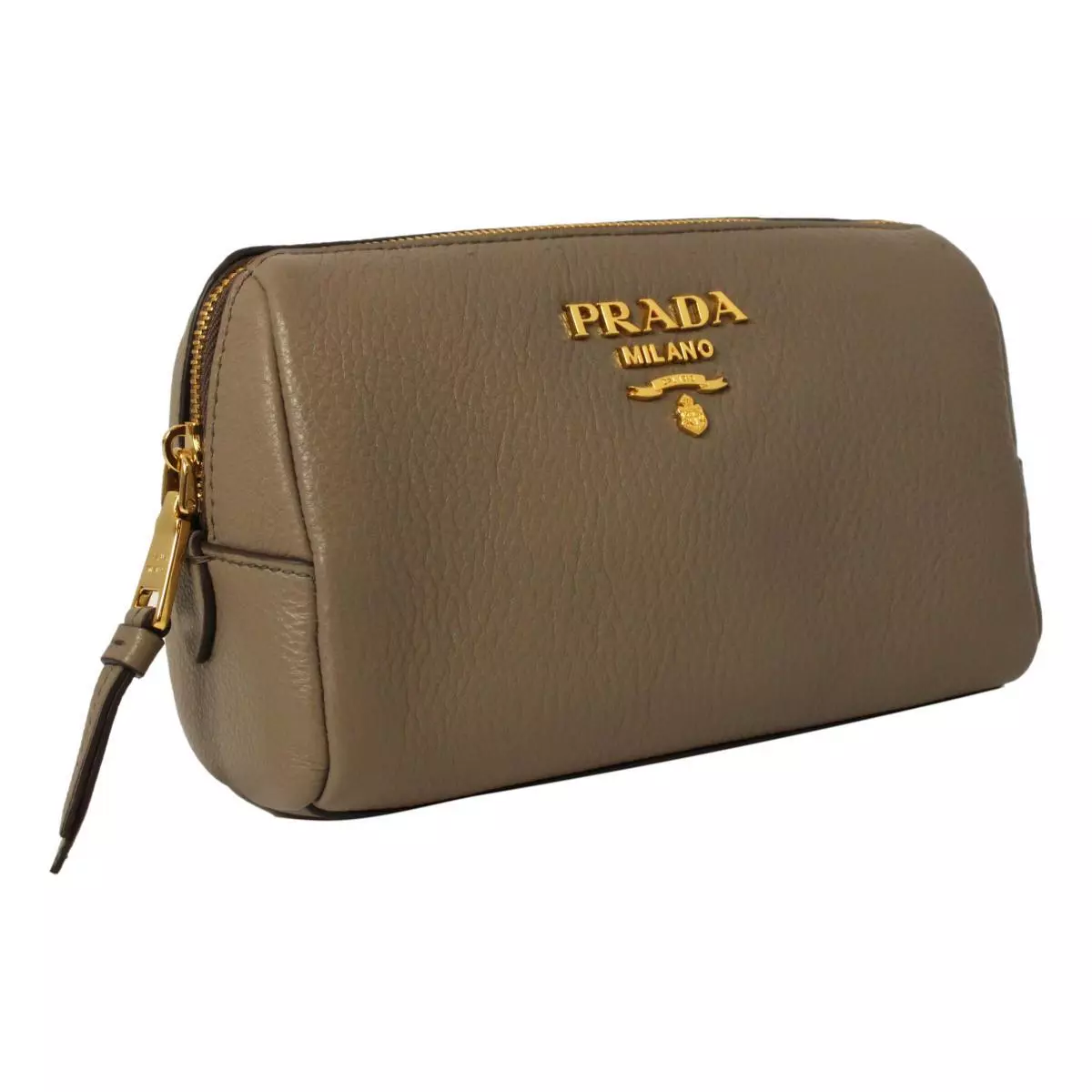 Prada Vitello Daino Argilla Grey Leather Cosmetic Pouch 1ND004 eBay