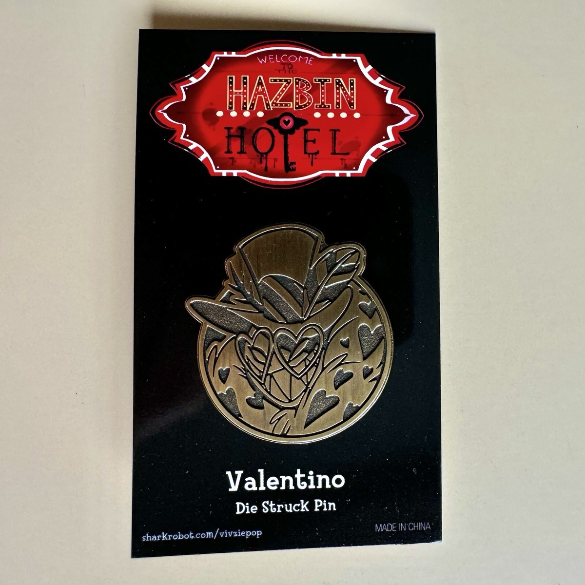 HAZBIN HOTEL Official VALENTINO Die Struck Pin - Sharkrobot | eBay