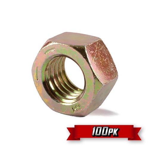 Dado esagonale finito (FHN), filo 1/4"-28, zinco giallo, GR.8 {100pk} - Foto 1 di 2