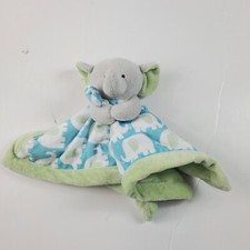 Carters Gray Elephant Plush Blue Green Baby Lovey Security Blanket