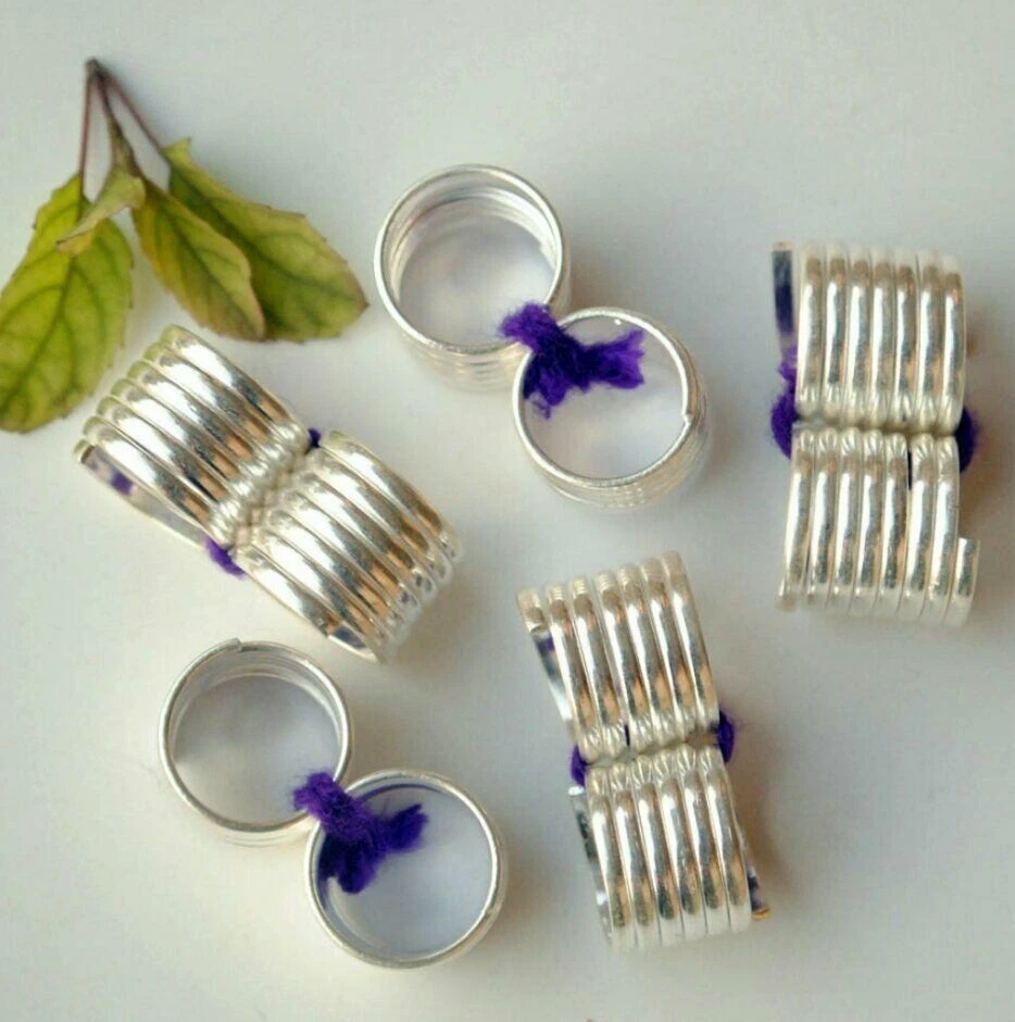 Spule Zehring 2 Stück Schlicht Spiral Helix Knöchelschutz Fuß Schmuck 925 Silber - Bild 2 von 3