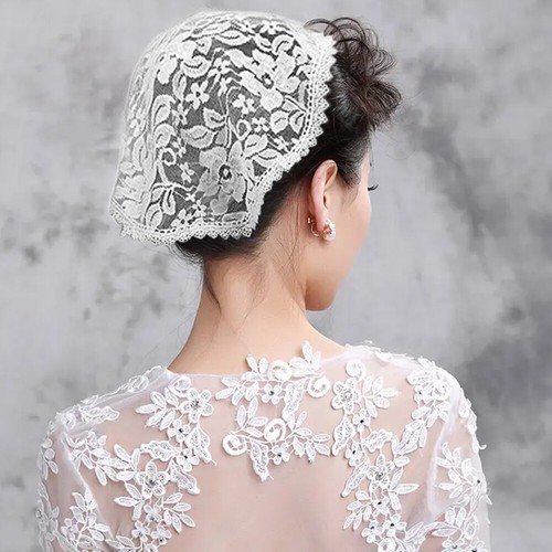 Turbante Cubre Cabeza Bufanda Encaje Pañuelo Redondo Bandanas Tocado Floral. - Imagen 8 de 13