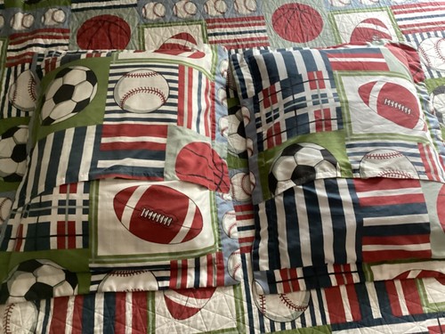 Kids Boys Thin Quilt Bedding Full/Queen 2 Pillow Shams Sports Theme Jersey Home - Picture 11 of 13