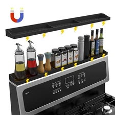 30 Inch Silicone Magnetic Stove Top Shelf with 6 Magnets, Stove Spice Rack Sh...