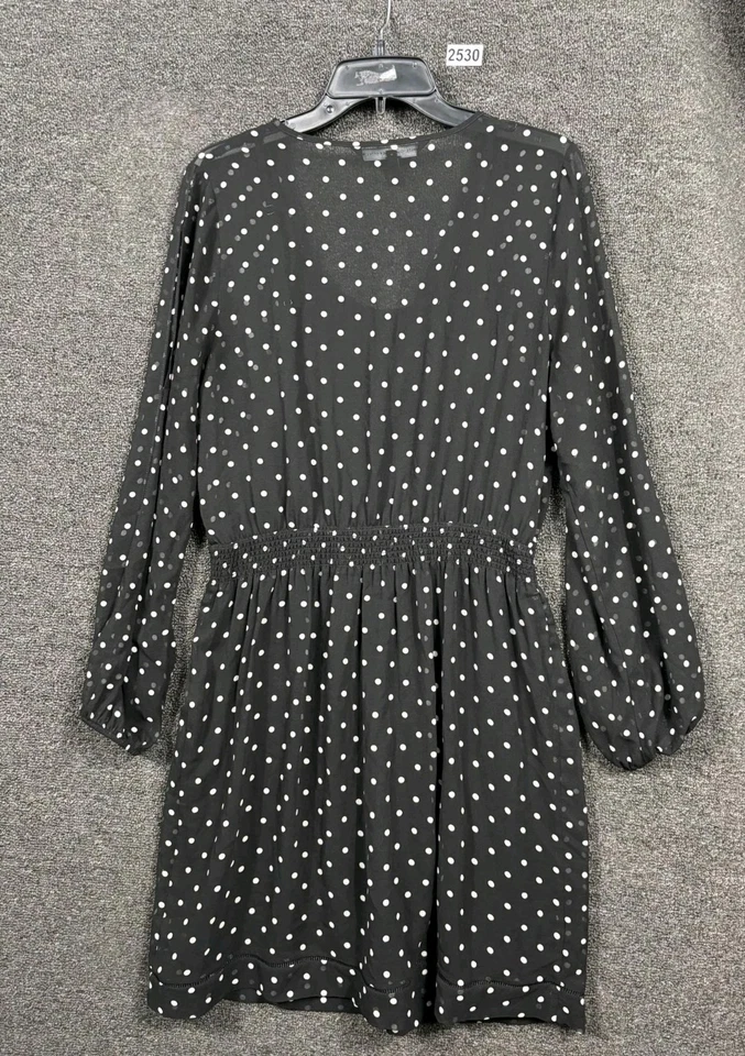 Vestido midi envolvente White House Black Market para mujer talla 8 blanco y negro a lunares Foto 2 de 4