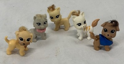 Lot of 5 Polly Pocket Pets Dogs And Cats Rooted Hair