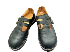 Dr Martens Polley green leather shoes UK 6 EU 39 Made In England T Bar vintage