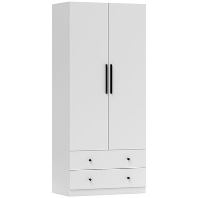 Kleiderschrank Mehrzweckschrank 2-türig mit Kleiderstange und 2 Schubladen