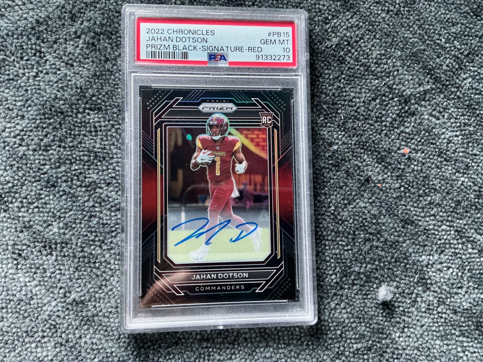 Jahan Dotson Panini Chronicles Prizm Black #PB15 Signature-Red