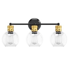3-light Vanity Bathroom Light 7" Round Glass Shade Vintage Wall Sconce Stylish