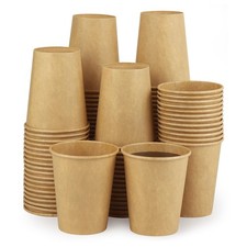 Kraft 100 Pack Paper Cups - 8 Oz Hot Compostable 100 8 oz, Brown