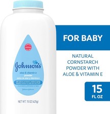 Johnson's Baby Powder, Naturally Derived Cornstarch with Aloe & Vitamin E, 15 Oz