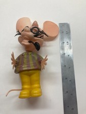 Molde soplado ratón Topo Gigio figura de plástico juguete 10" con ojos lenticulares de colección en muy buena condición