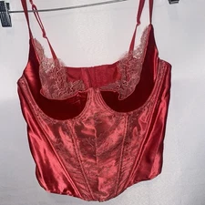 Very Sexy Satin Lace Corset Top Demi Size: US 36 C Red