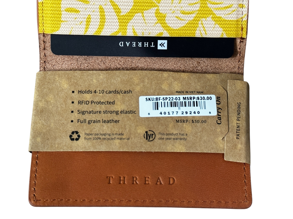 Thread Wallets Bifold Goldie Yellow Tropical Full Grain Leather RFID ...
