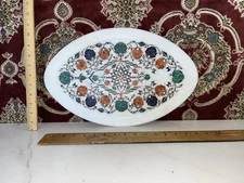 Vintage Hindustan Stone Inlaid Plaque