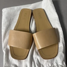 RAYE Houston Sandals Women's Size 7 Nude Beige Slide Slip On Tan Leather