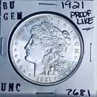 1921 BU GEM MORGAN SILVER DOLLAR UNC MS+++ U.S. MINT RARE COIN 7681