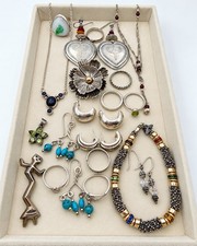 Vintage Southwestern Sterling Silver Mixed Jewelry Lot 20 Pieces Signed 112g
