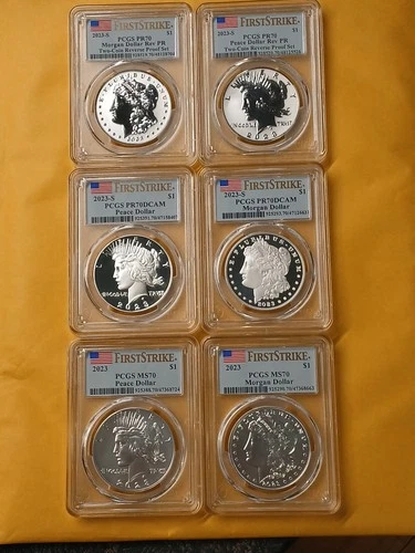 2023 Morgan & Peace Dollar   6-Coin Set PR70/MS70