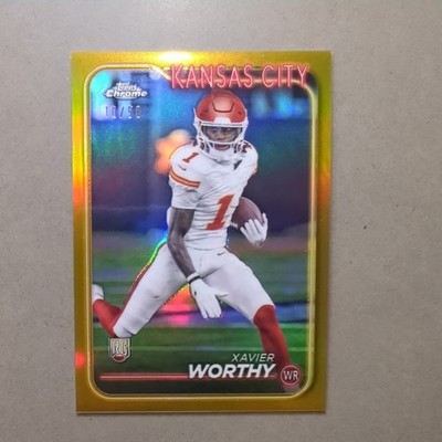 Xavier Worthy RC 2024 Topps Chrome Xavier Worthy True Gold Refractor #10/50 #208