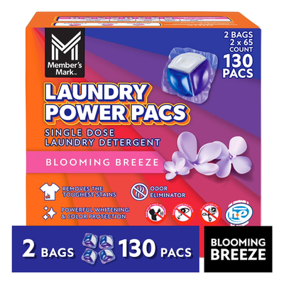 #ad Member#x27;s Mark Laundry Detergent Power Pacs Blooming Breeze *130 ct $34.99