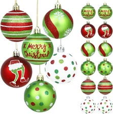 24 Pcs Glitter Christmas Ball Ornaments 2.4in