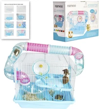 Hamster Cages and Habitats, a Wire Rat Cage with a Large Space for Dwarf Hamster