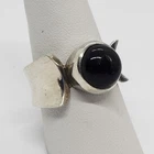 Vintage Mexican MODERNIST Sterling Silver Smoky Quartz RING US Sz 8.75