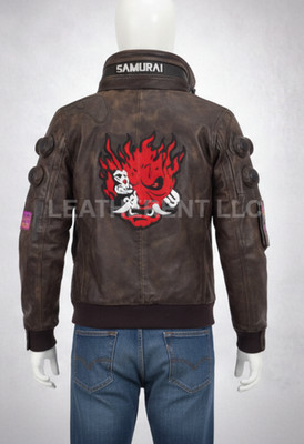 Inspired Cyberpunk 20-77 Samurai Edition Bomber Style Leather Jacket | ALL SIZE