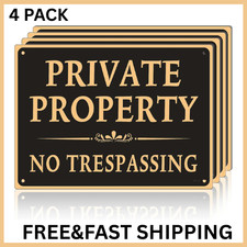 4 Pack Large Private Property No Trespassing Signs, 10x14, UV Ink Printing, 1...