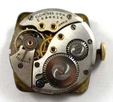 Vintage Elgin Manual Wind 17J 555 Wrist Watch Movement lot.v5
