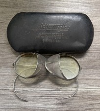 Antique Adjustogla Metal Mesh Motorcycle Safety Goggles Glasses Eyeglasses Round