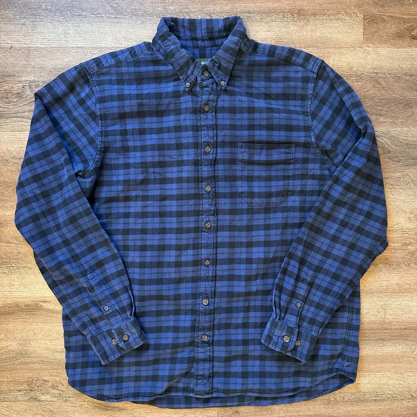 Eddie Bauer Casual Button Down Mens XL Blue Plaid Rugged Flannel Shirt