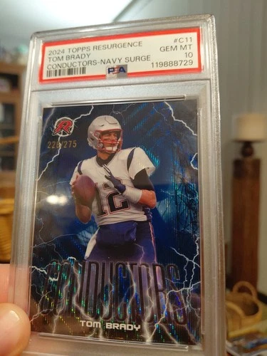 2024 Topps Resurgence - Conductors Tom Brady PSA 10 Navy Surge Refractor 226/275