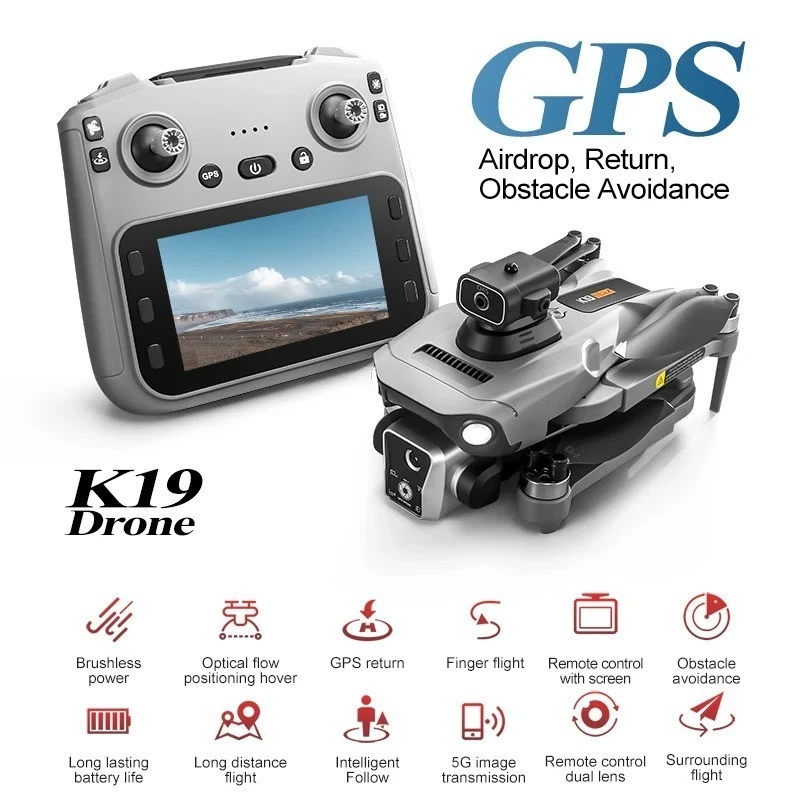 K19 Max Drone 4.5-Inch Large Screen 360° Obstacle Avoidance GPS - Image 4 of 4